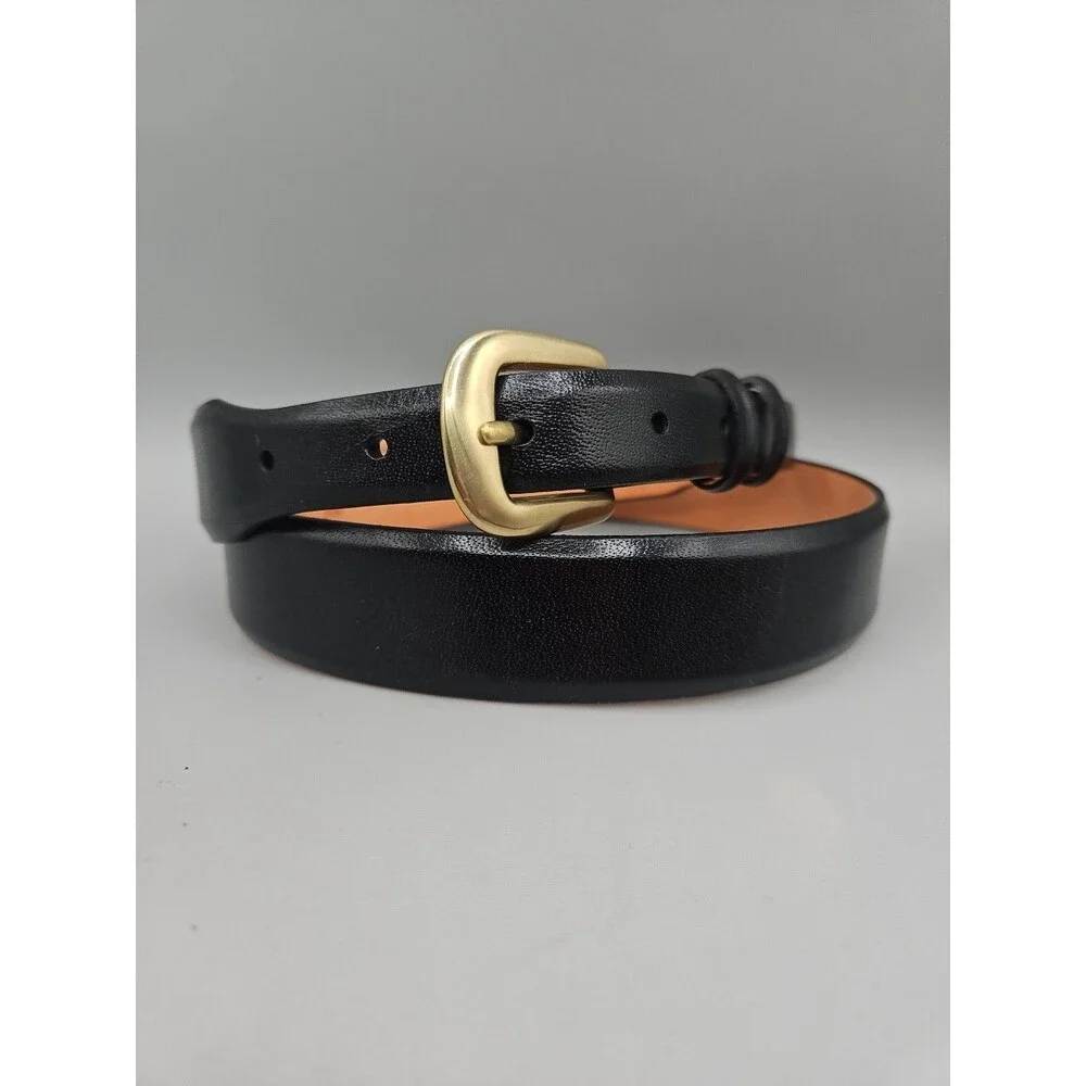 Men's Black Asian Buffalo Crescent Leather Belt Handcrafted In USA 37